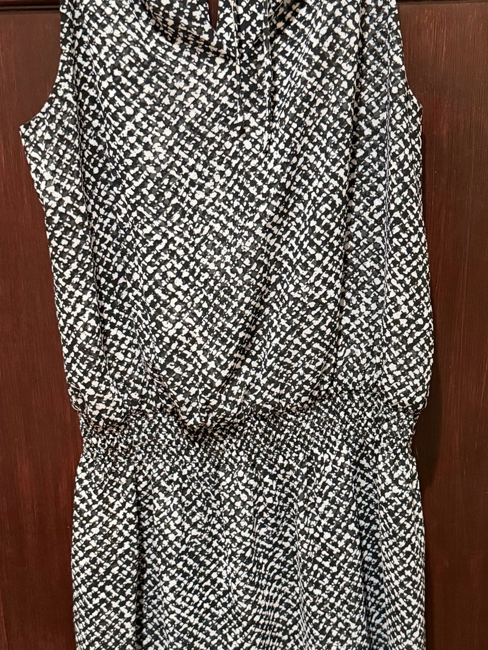 White House Black Market Black & White Patterned Sleeveless Midi Dress